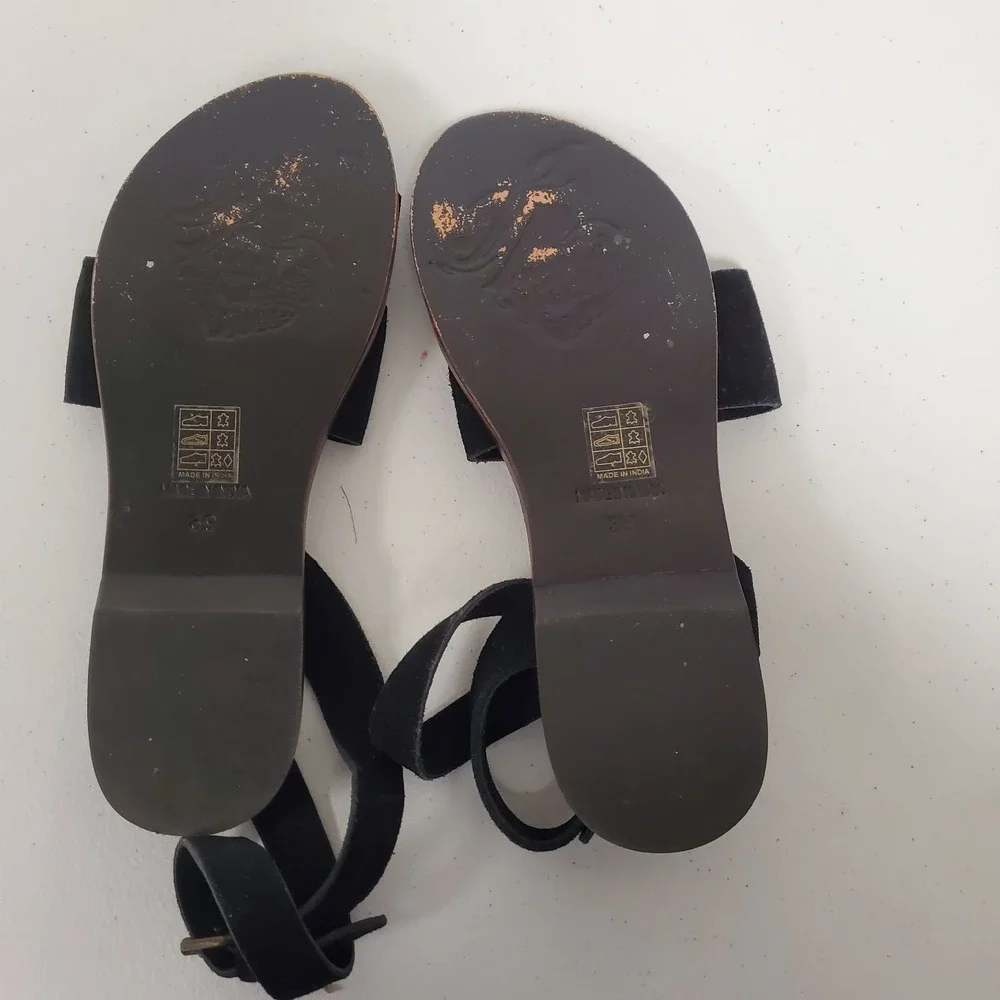 Free People Womens Suede Leather Gladiator Sandals Size 9 US 39 EU Black Neutral